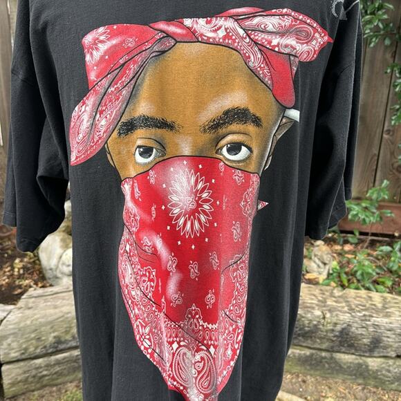 Vintage Tupac Da Grind James C Bandana Thug Life Rap Tee T Shirt Men's 2XL - Picture 3 of 12